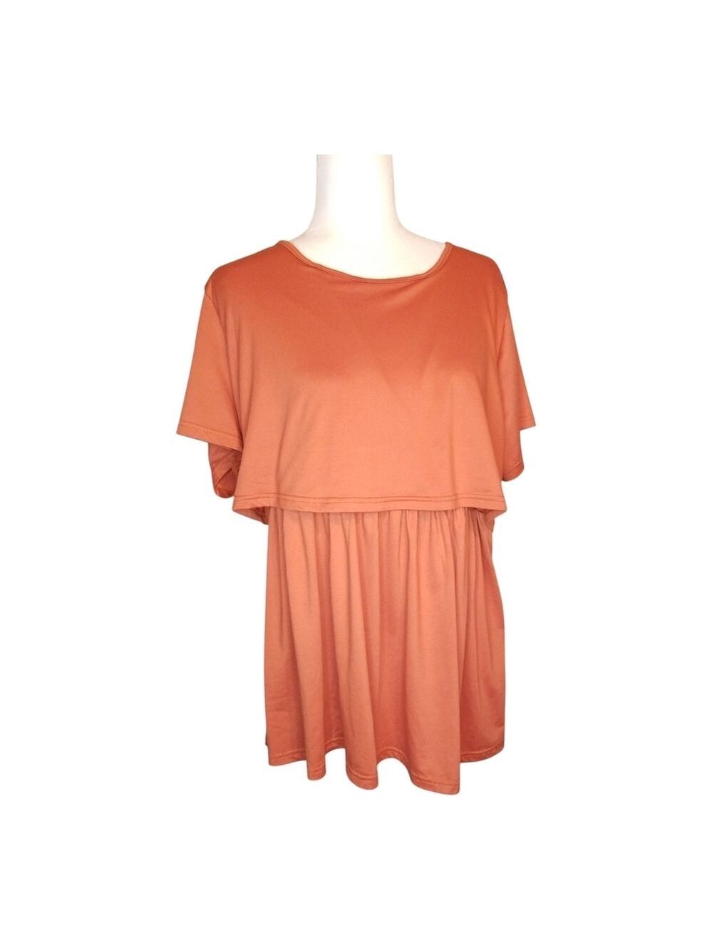 Ekouaer  Nursing Short Sleeve Top in Terracotta